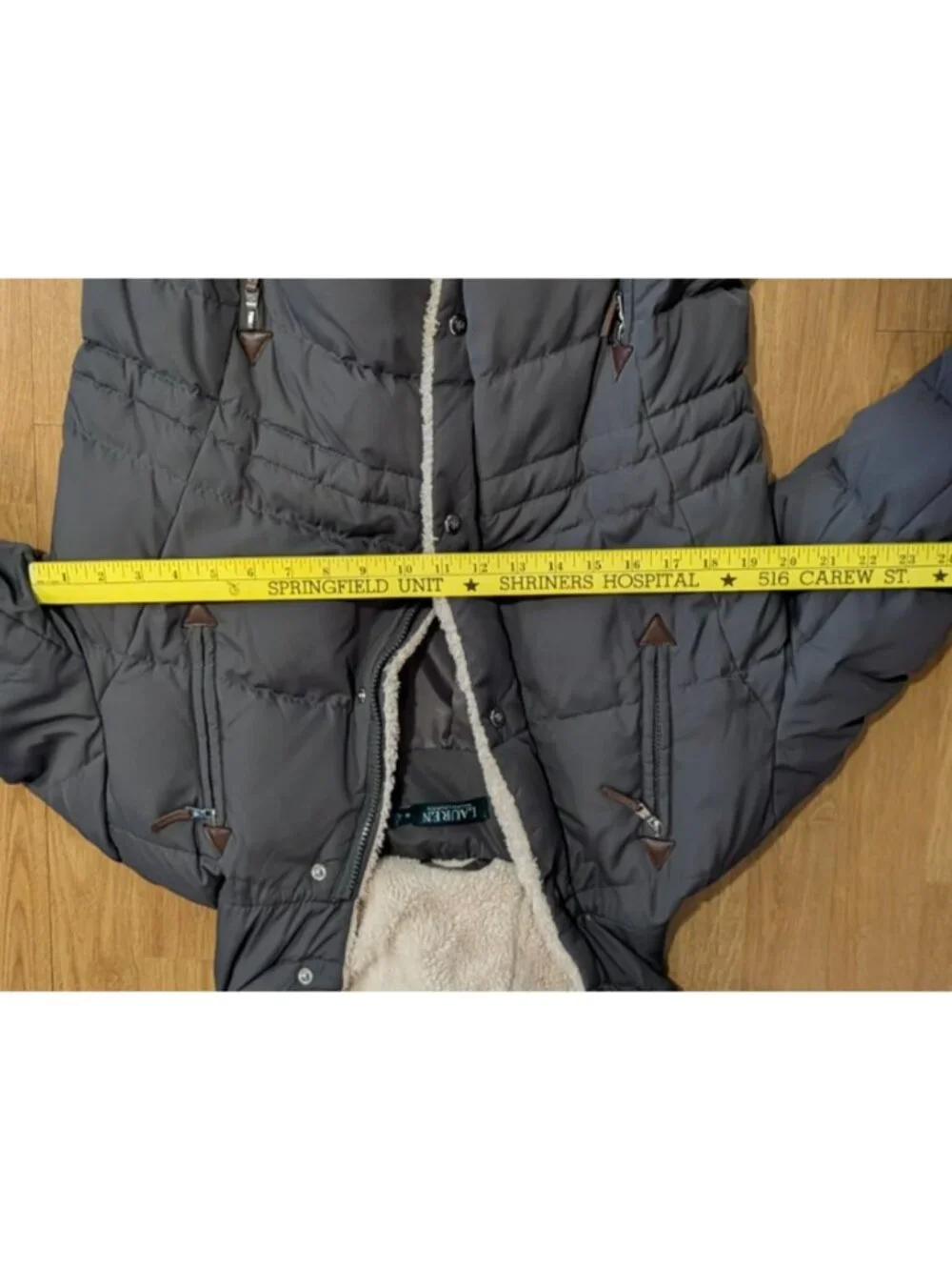 Lauren Ralph Lauren Womens Medium Down Puffer Coat Jacket faux Fur Lined Hood
